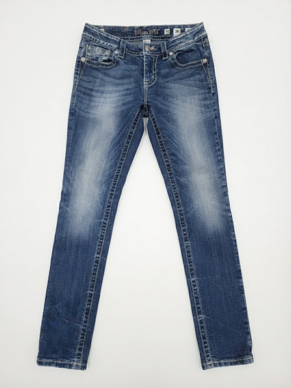 Miss Me Mid-Rise Skinny Jeans Size 30 Embroidered Aztec Pockets EUC